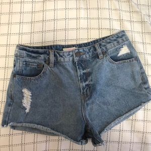 High waisted jean shorts
